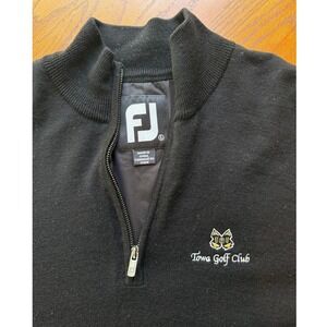 FootJoy Pullover Men L Wool Quarter-Zip Black Towa Golf Club FootJoy Lined Flaw